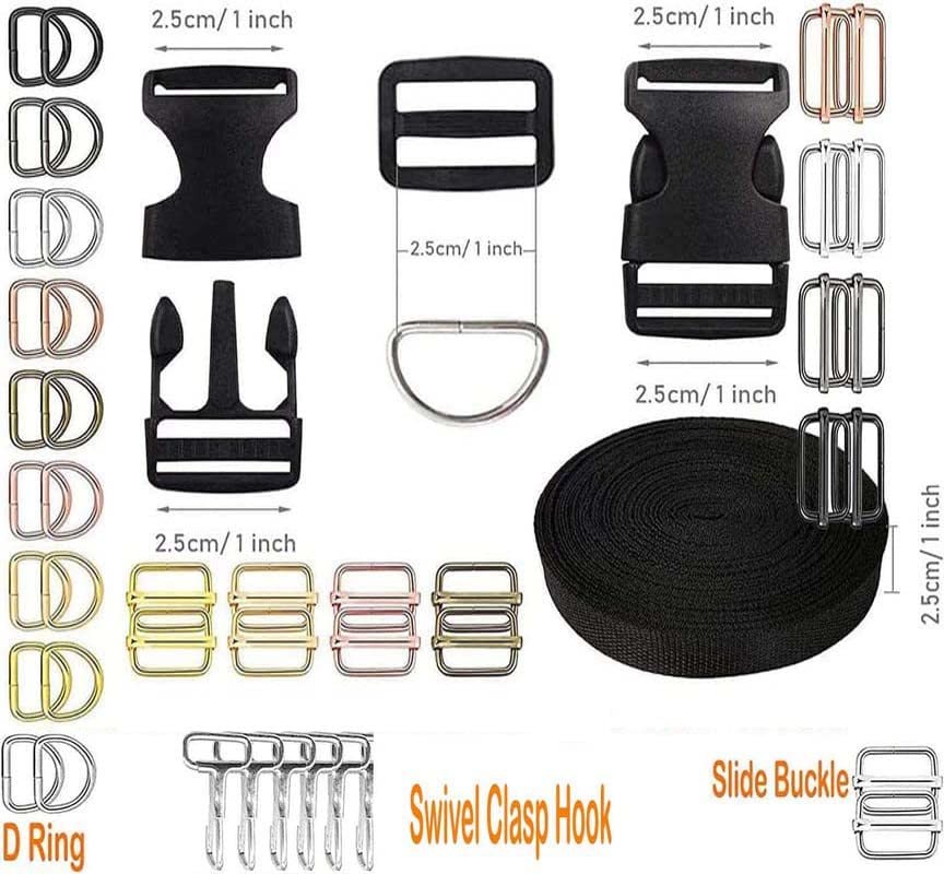 Image of DIY Crafts 15 Pcs Slide Buckles, Chrome Silver, Slide Buckle Metal Larger Lobster Clasp Extension Chain Hook D Ring Slide Buckle for Keychain Key Ring Clip Con(15 Pcs Slide Buckles, Chrome Silver)
