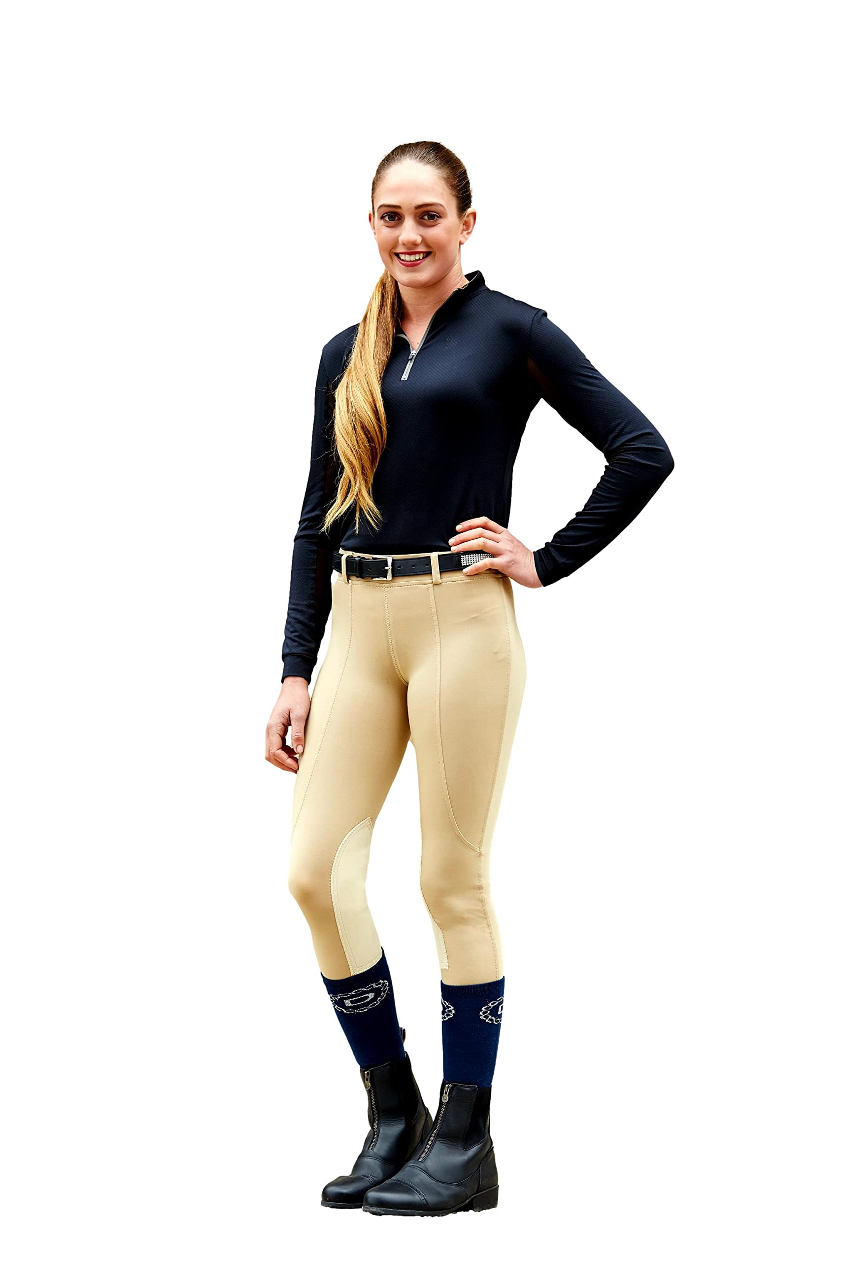 Dublin Performance Flex Knee Patch Riding Tights, Beige, Ladies 12/30"