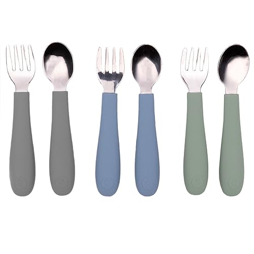 WeeSprout Toddler Utensils, 3 Forks & 3 Spoons, 18/8 Stainless