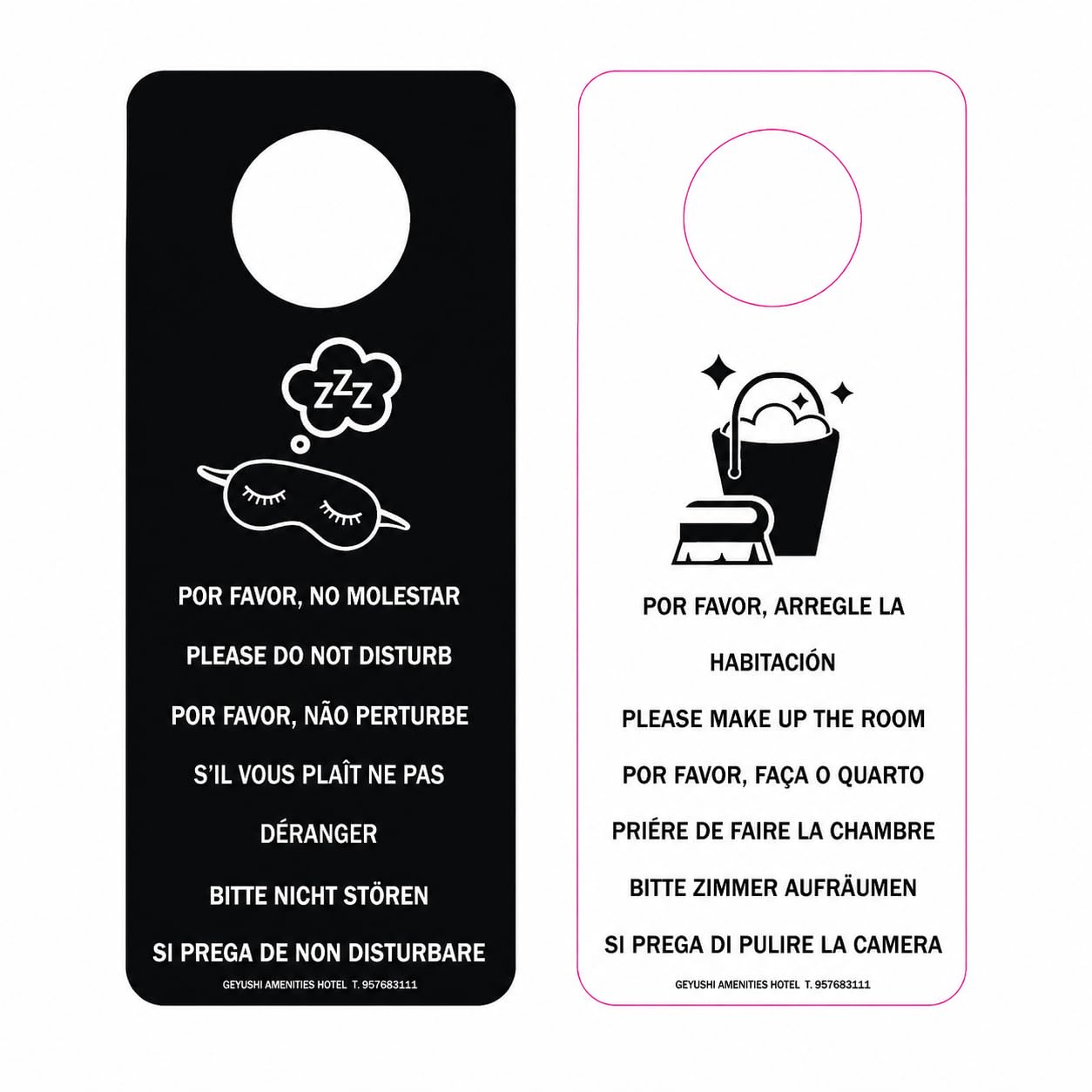 200 Carteles de NO MOLESTAR para Hoteles | Carteles de Doble Cara con Mensajes "Por Favor No Molestar" y "Por Favor Arreglen la Habitación" | Ideal para Hoteles, Apartamentos | Blanco y Negro