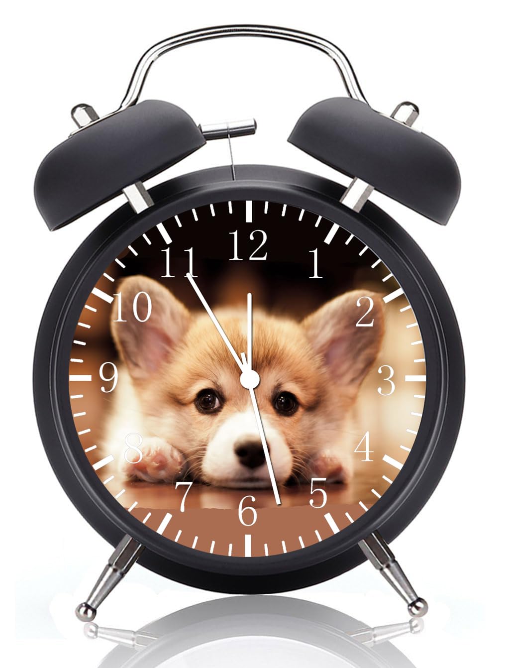Pembroke Welsh Corgi Alarm Desk Clock Twin Bell with Night Light Quite Silent Non-Ticking 4 Inches Glass Face - Great Decor for Home or Office – Best Gift Ideas for Birthday or Holidays F52