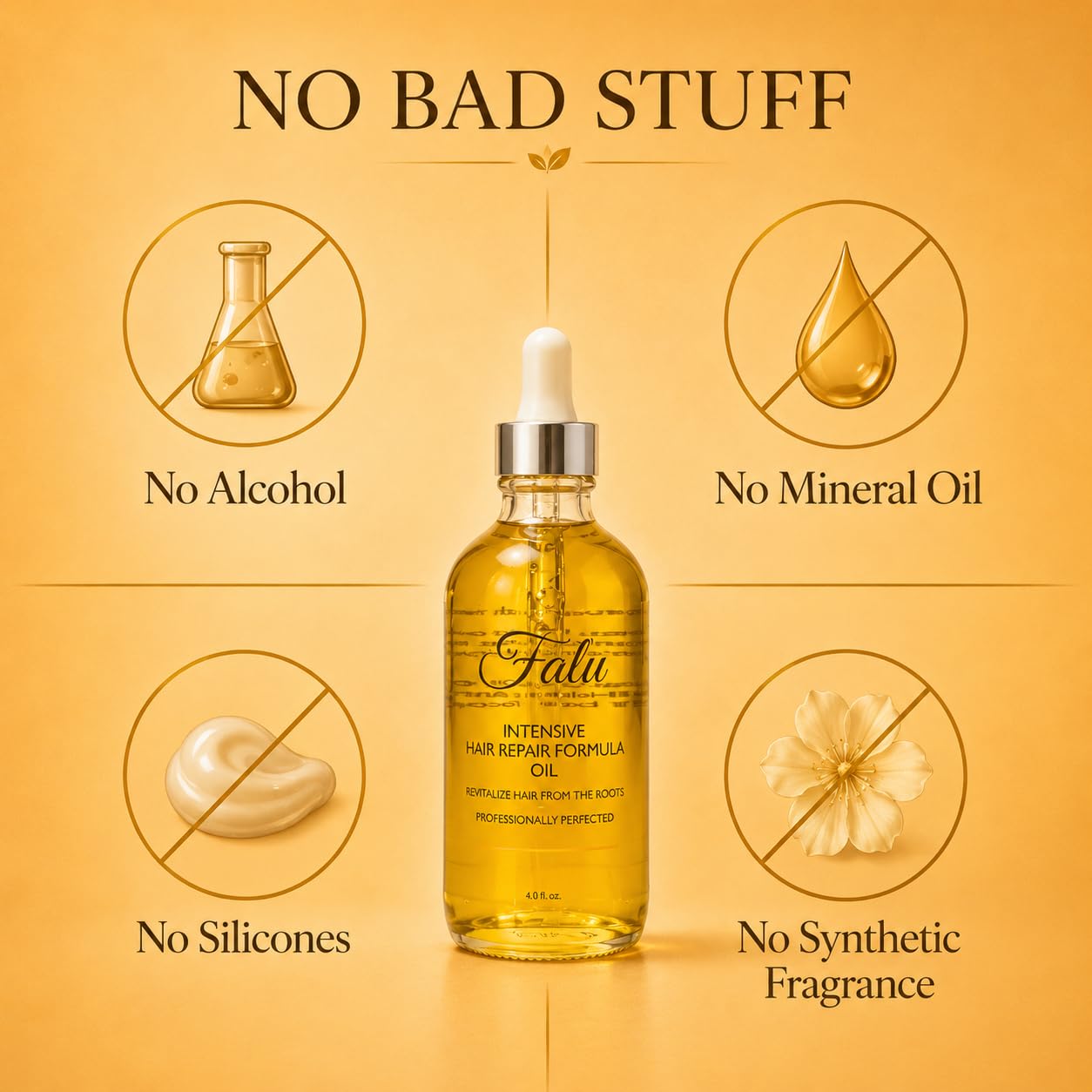 Falu Intensive Hair Repair Oil Jumbo Size – Botanical Leave-In for Hair Thinning, Breakage & Dry Scalp | Wheat Germ, Sunflower & Vitamin E | All Hair Types | 4 fl oz