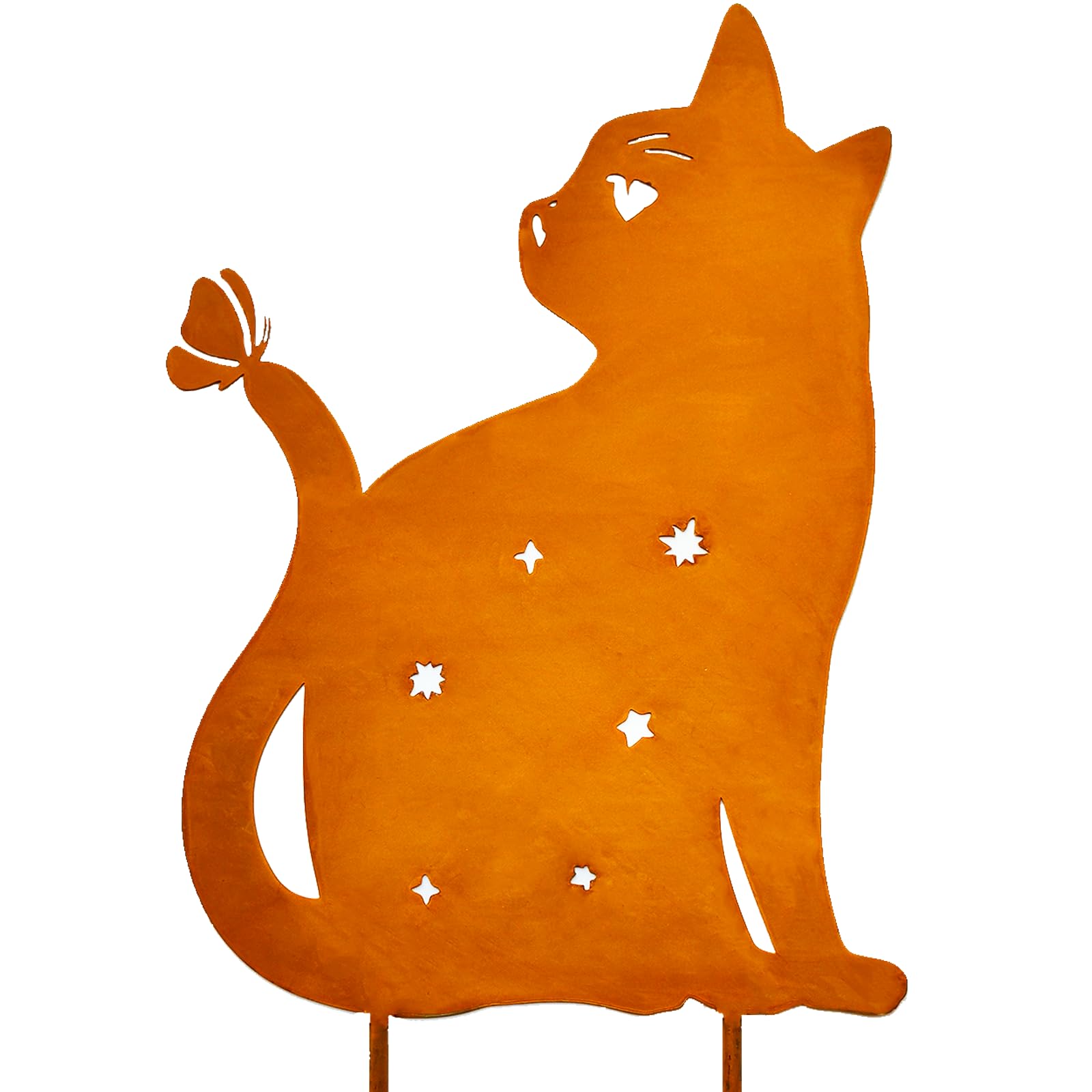 Ljevandria Women's Cats Cat Rust Garden Decoration For Outdoor Use Weatherproof Cat Metal Garden Stake Spring Decoration Outdoor Rusty Patina Decoration Garden Balcony Patio (30 Cm)