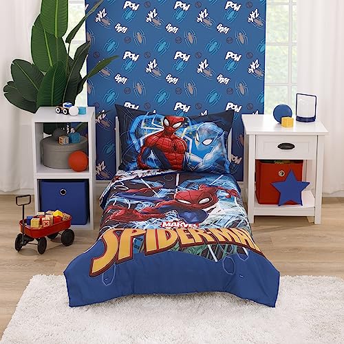 Image of NoJo Marvel Spiderman to The Rescue Red, Gray, and Blue Super Soft Toddler Blanket