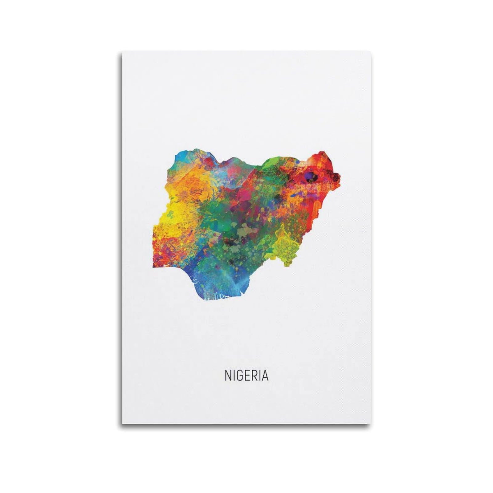 MJZLQN Map Poster Nigeria in Watercolor Poster Decorative Painting Canvas Wall Posters And Art Picture Print Modern Family Bedroom Decor Posters 24x36inch(60x90cm)