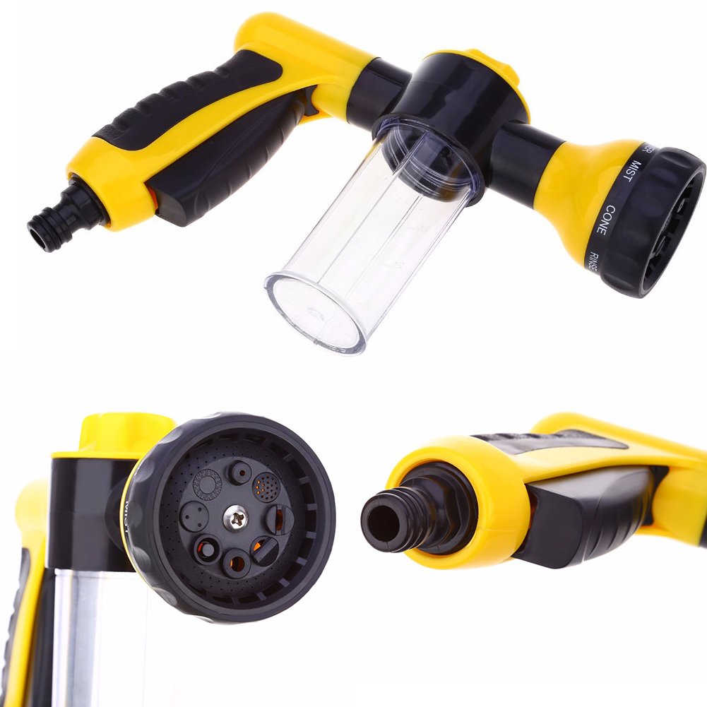 Malayas tuinslang mondstuk - multifunctioneel schuim waterspuitpistool - 8 verstelbare patronen, ingebouwde zeepdispenser, waterbesparend - ideaal