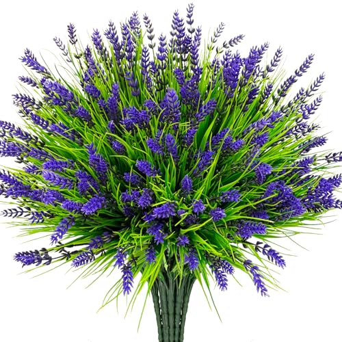 Roberly 24 Bundles Artificial Plants Lavender Flowers for Outdoors Purple