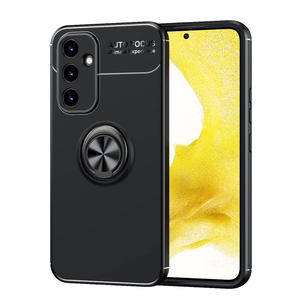 SORAKA Case for Samsung Galaxy A54 5G with 360 Degree Rotation Ring Holder Soft TPU Slim Fit Case Samsung Galaxy A54 5G Case with Metal Plate for Magnetic Car Phone Holder Black