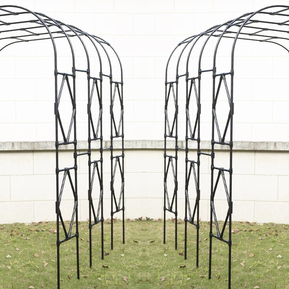 Pawilon ogrodowy, metalowa pergola, półłuk ogrodowy do roślin pnących na zewnątrz, stojak łukowy na taras, ogród, trawnik, szerokość 10 cm 5,0 cm 5,9 ' 6,9 ' 7,9 ' 9,2 ', wysokość 7,9 cala (czarny, 18