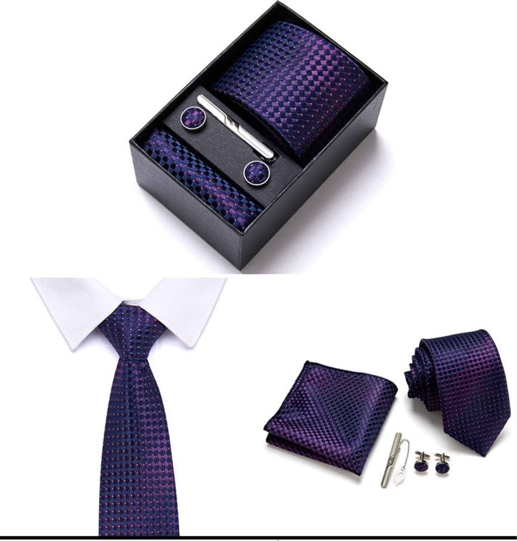 Acquista Cravatta da uomo alla moda con spilla con nappa Set cravatta blu navy Set di gemelli Hanky ​​Set di cravatte in seta Dibangu in Italia a partire da 12