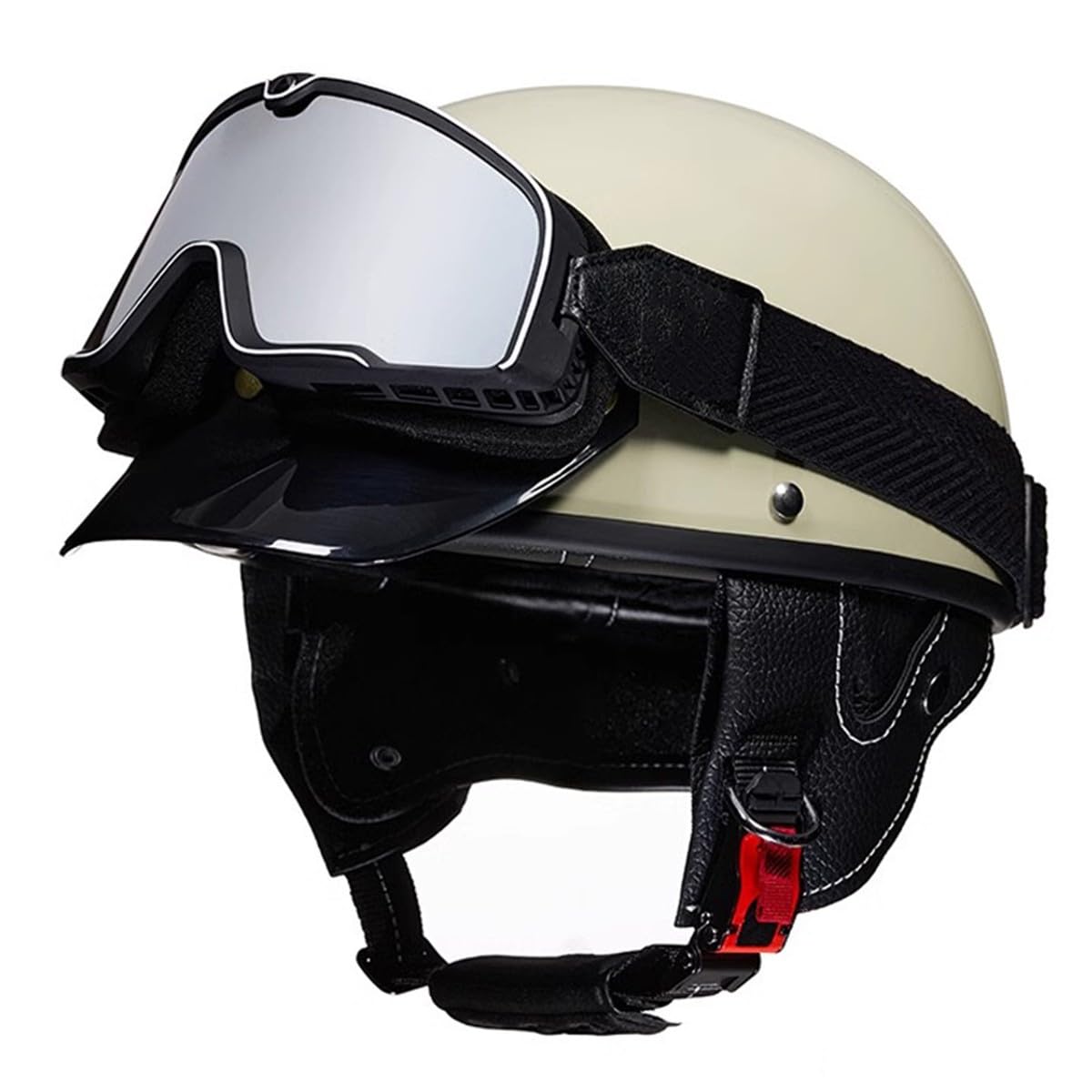 Cascos Jet Retro Cascos Half-Helmet Moto Vintage con Gafas Casco Aleman Moto Homologado ECEDOT Cascos Abiertos De Moto para Mujer Hombre Adultos Crucero Chopper Ciclomoter