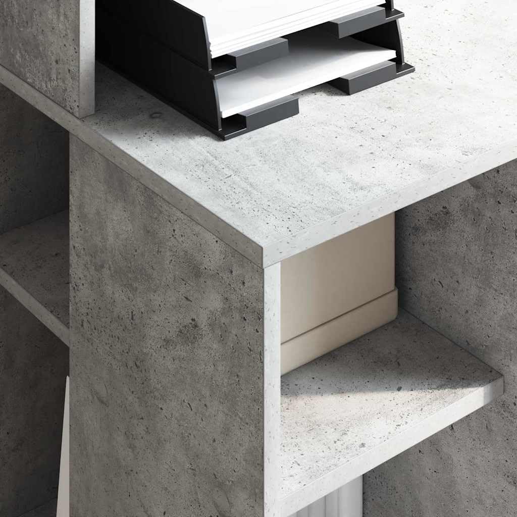 Scrivania in legno grigio cemento, 90 x 48 x 101,5 cm, con 4 ripiani, moderna scrivania da ufficio per casa e studenti, ideale come tavolo da lavoro e scrivania per computer in stile