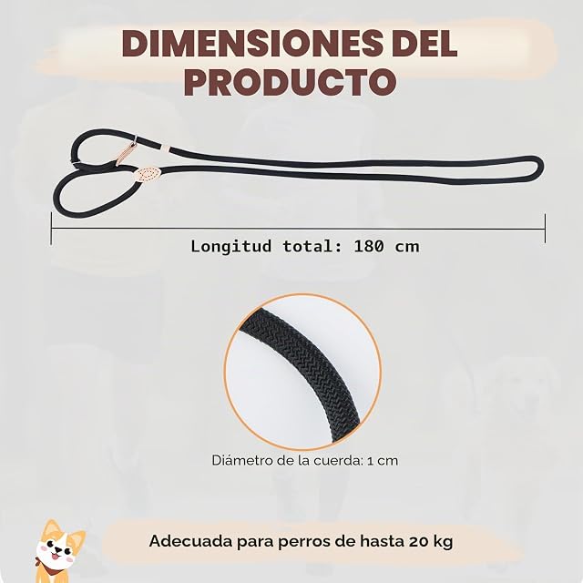 Foto 4 de 8 de Correa Perro Correas para Perros Correa Perro Pequeño 1.8M Ajustable Resistente en Material Tejido para Paseo…