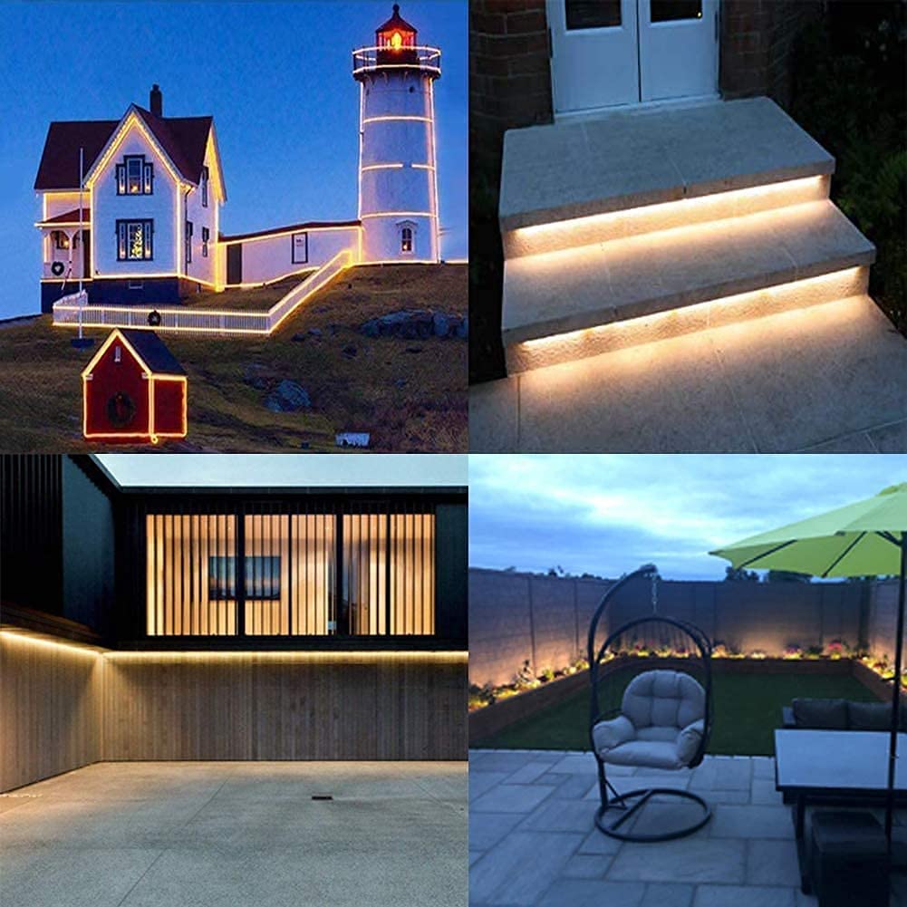 10M 240LED Streifen Solarleuchten,SUAVER Wasserdicht Flexible LED Strip 8 Modi Lichtschläuche Solar Band Lichterketten mit Fernbedienung Dekoration Außen Innen Weihnachten Hochzeit Party (Warmweiß)