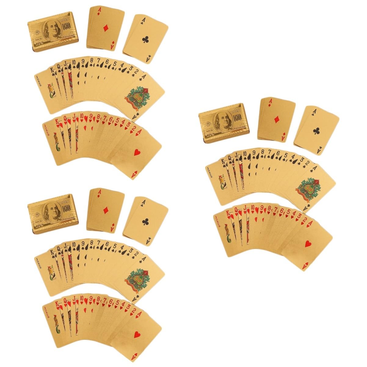 BESTonZON 3 Set Di Carte Da Gioco Impermeabili Carte Da Gioco D'Oro Carte Da Gioco Lucide Poker Gioco Di Intrattenimento Carte Trucco Gioco Di Partito Tally Carte Da Gioco Mazzo