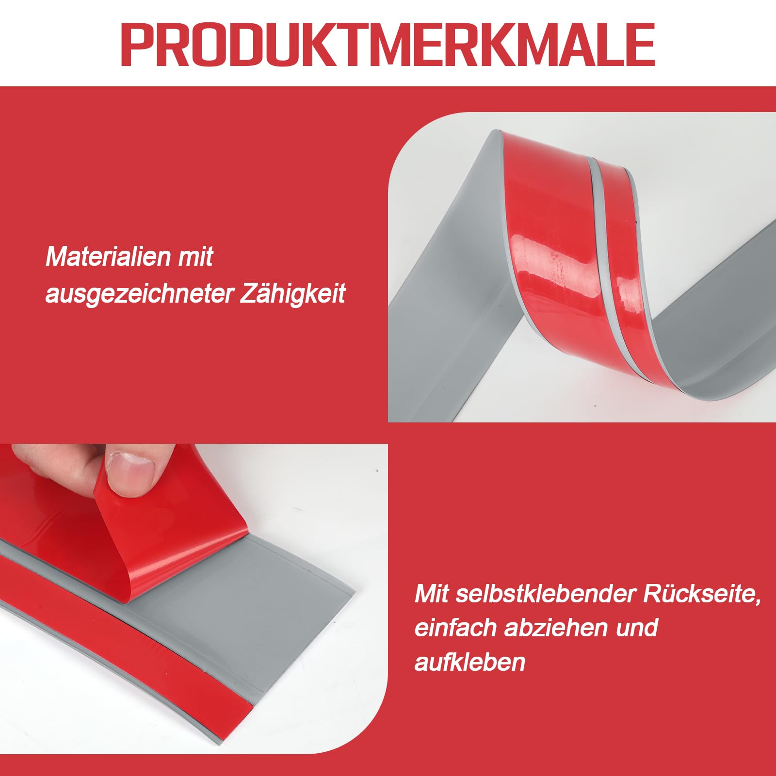 Rodapié autoadhesivo de PVC de 7 cm de ancho y 18 m de largo, ideal para cocina, baño y sala de estar, tira suave en color gris