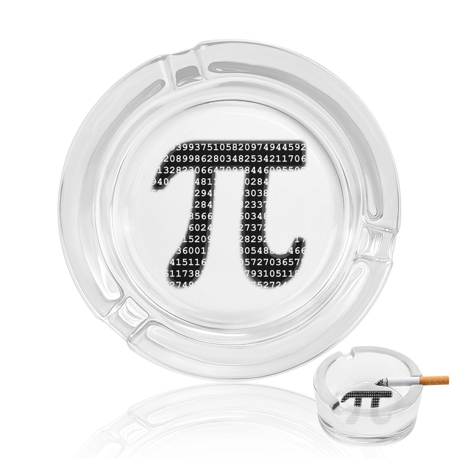 Nclqvjxzkhw Style Pi Mathematical Symbol Glass Ashtray Round Ash Tray Smoking Trays For Home Garden Outdoor