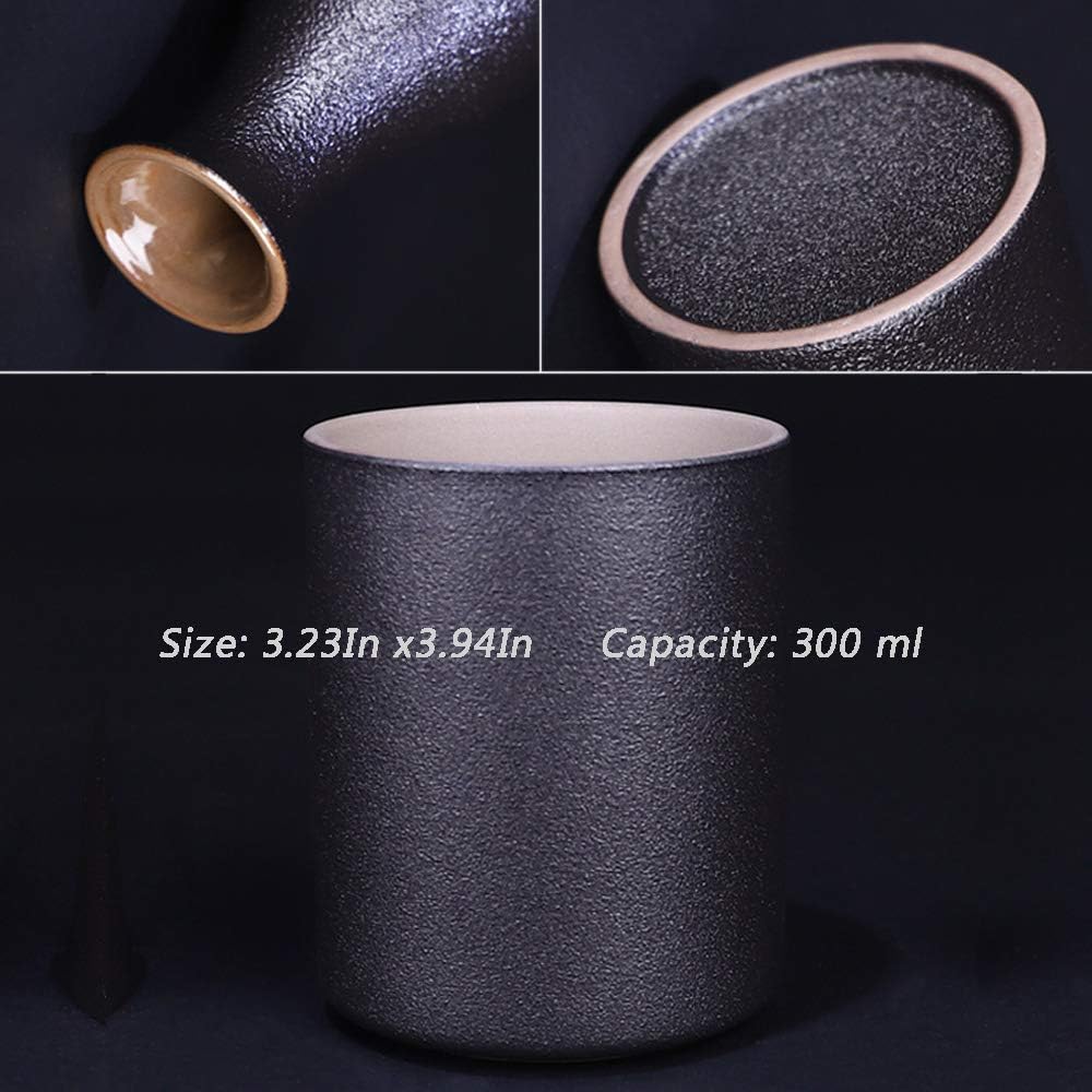 9 Pcs Japanese Style Ceramic Sake Warmer Set with 6 Pcs Sake Cups 1 Pcs Sake Bottle 1 Pcs Tray 1 Pcs Heating Pot High Temperature Firing Combination Sets