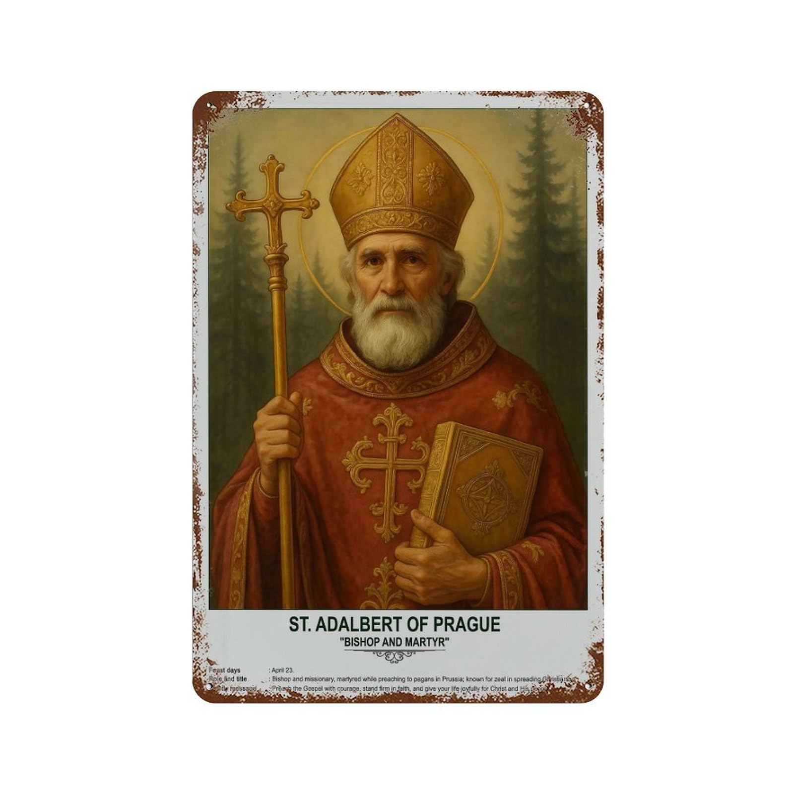 xiaoxiaoshen St. Adalbert of Prague Wall Decor Art Metal Tin Poster Modern Home Decor Art Home Bar Shop Decorations Vintage Sign 30x20cm