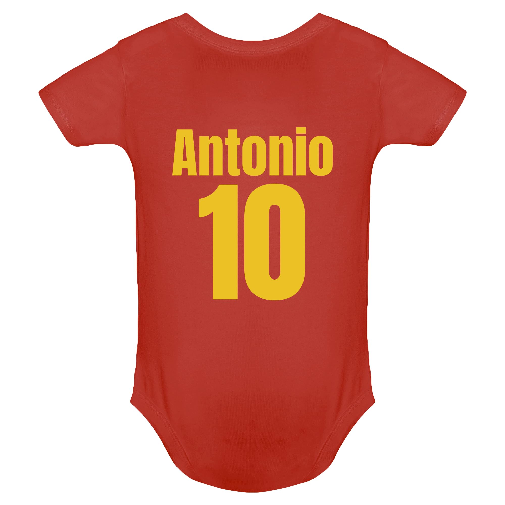 Body Bebé España – Personalizado con Nombre y Número – Estilo Fútbol – Con Escudo – No Oficial