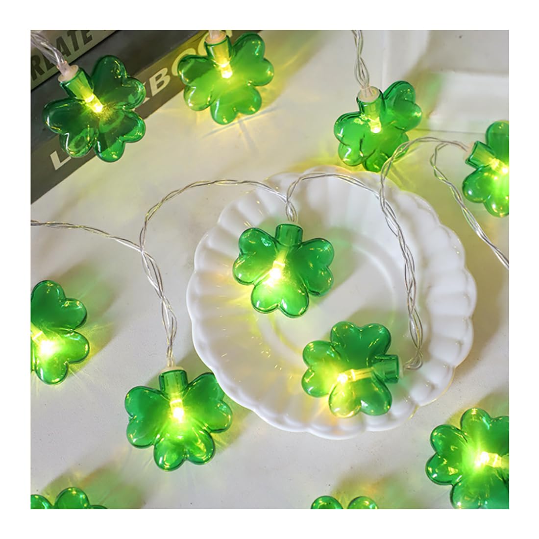 Lampy ogrodowe z czterema liśćmi koniczyny, kreatywne lampy wiszące, światła LED drut miedziany na baterie do dekoracji domu, na Boże Narodzenie