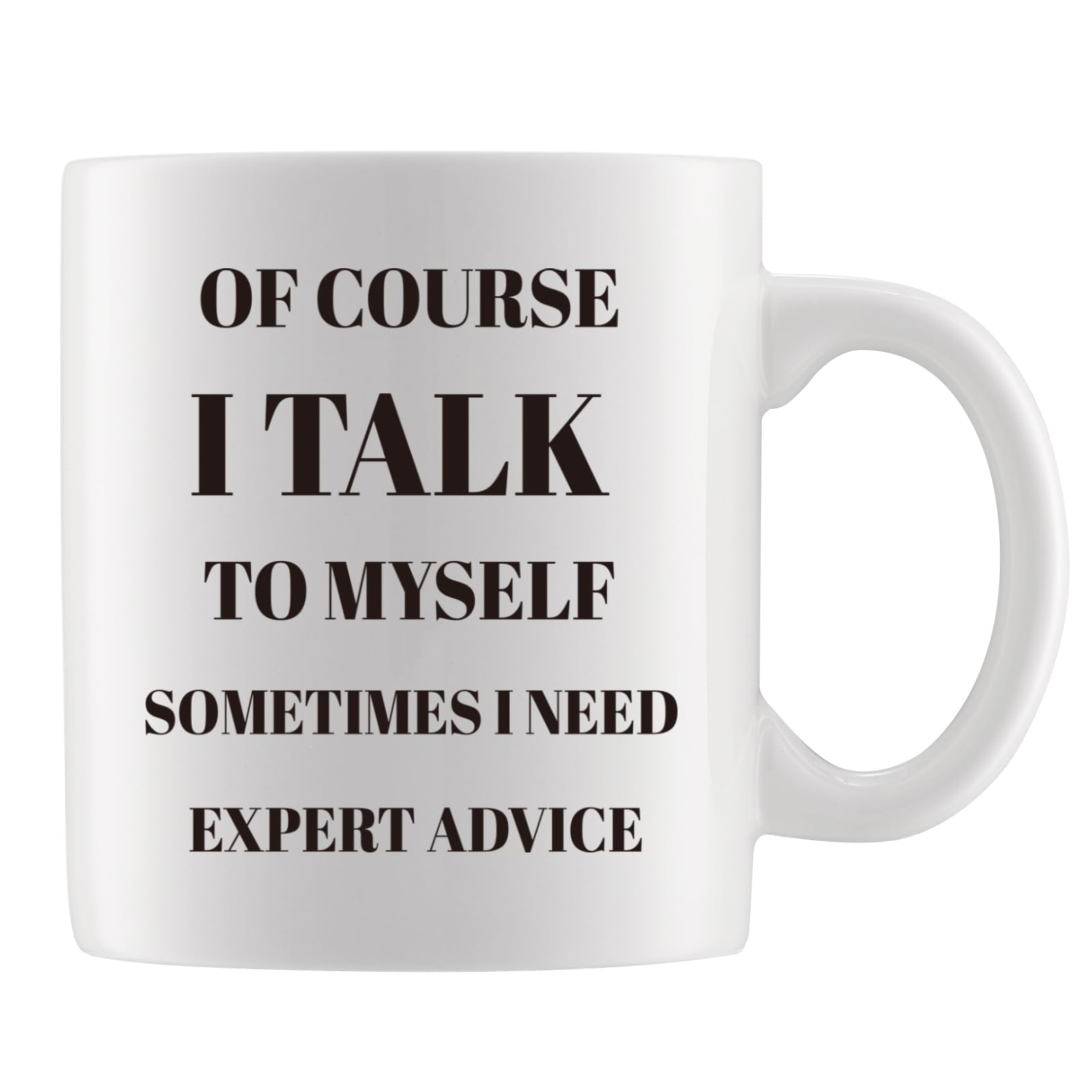 COMOOO 11oz Funny Coffee Mug I Tallk to Myself Christmas Gag Gift Mug for Office 11oz Ceramic Coffee