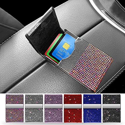 Bling Card Case Crystal Card Holder Minimalist Credit Card Holder Magnetic Closure Design Cards Storage Box with Shining Rhinestones Portable Card Holder for ID Passport Driving License for Women3