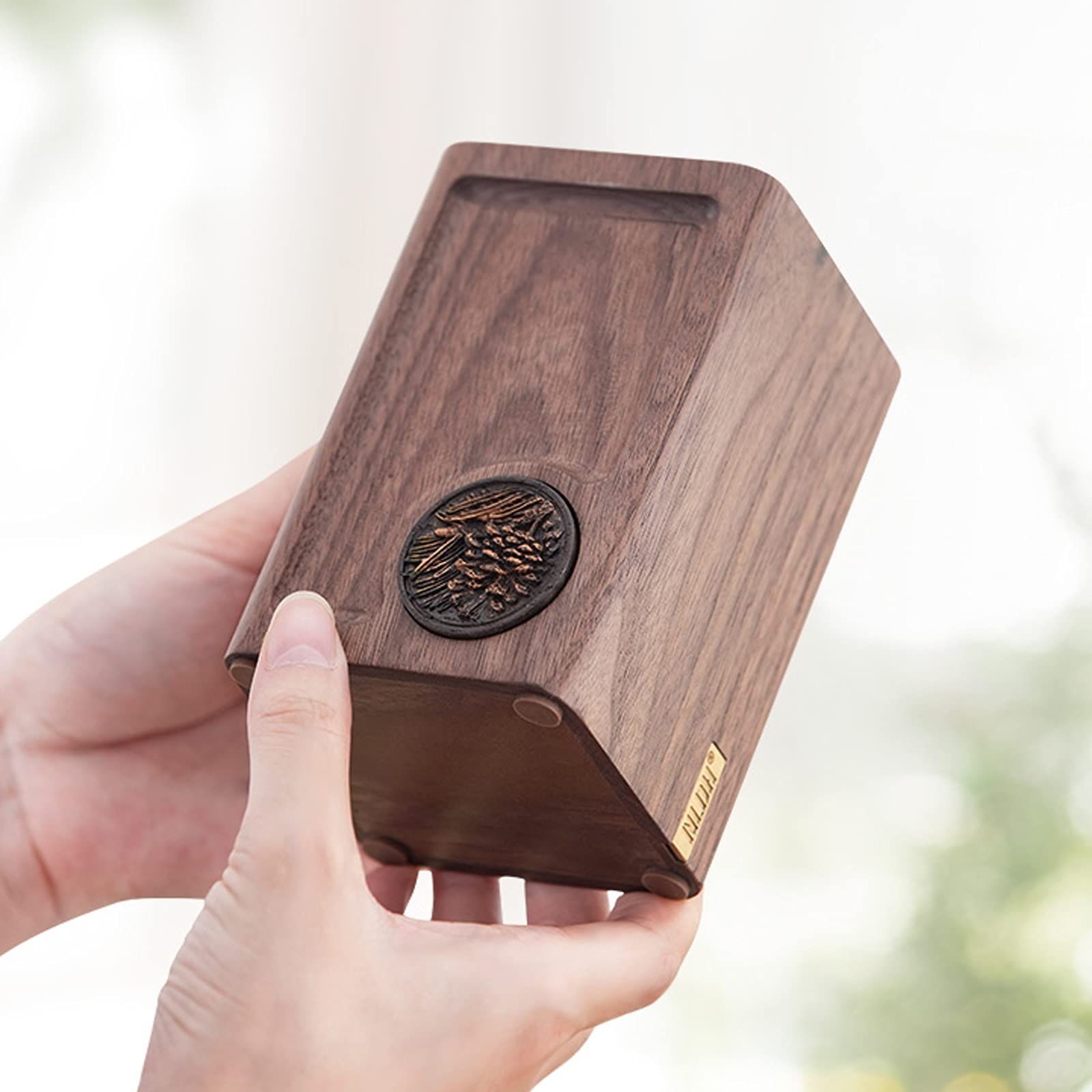 Bote para Pinceles Natural Wood Skin Holder Lápiz Organizador Lápiz Creativo Retro Sencillo Estudio Papeleria Oficina de Escritorio Lápices Titular (Nuez) contenedor para bolígrafos