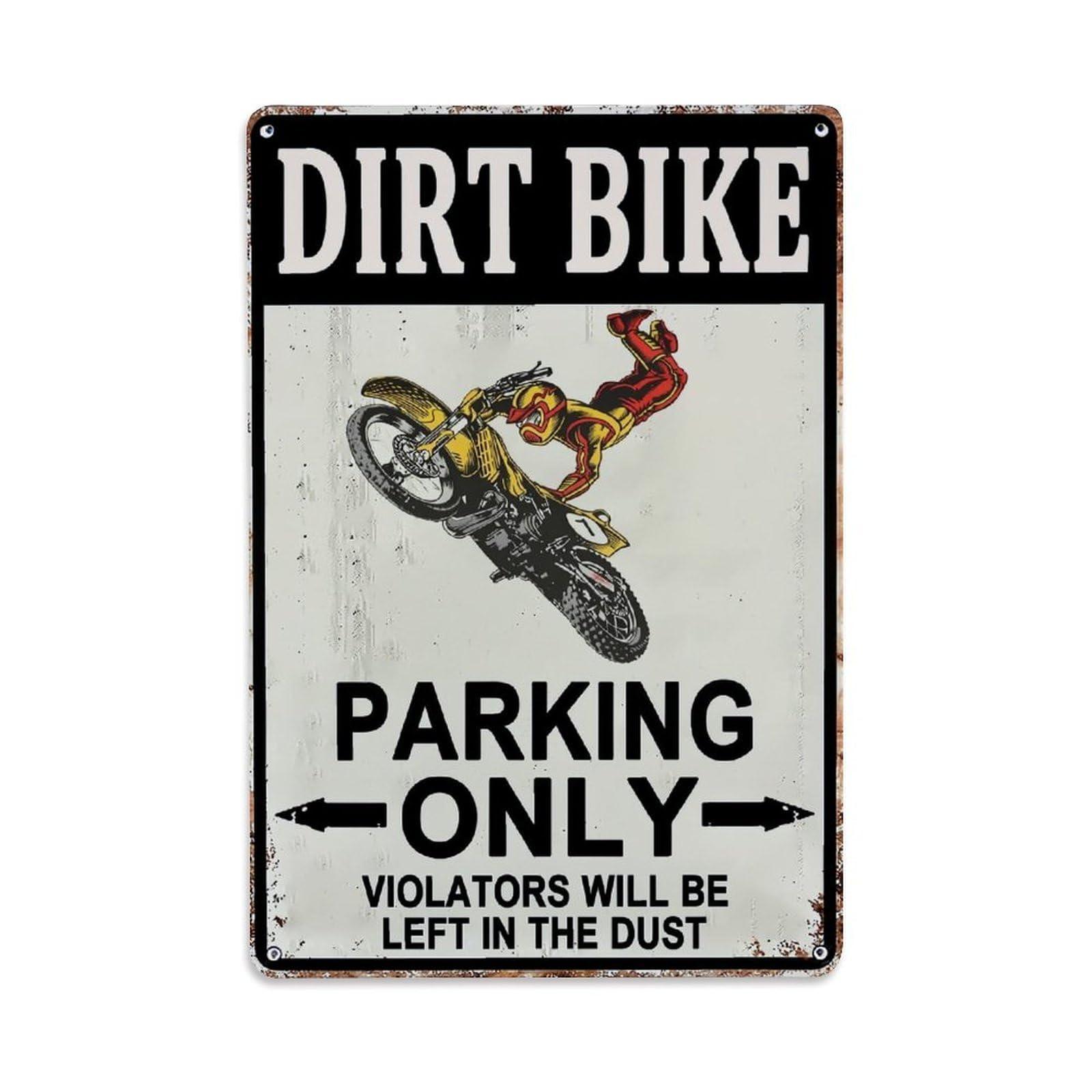 Jdfenggu Vintage Dirt Bike Rider Jumping Sign Retro Metal Tin Sign, Decor Art Poster For Bar, Home, Man Cave, Kitchen, Laundry Room Gift 8X12inch