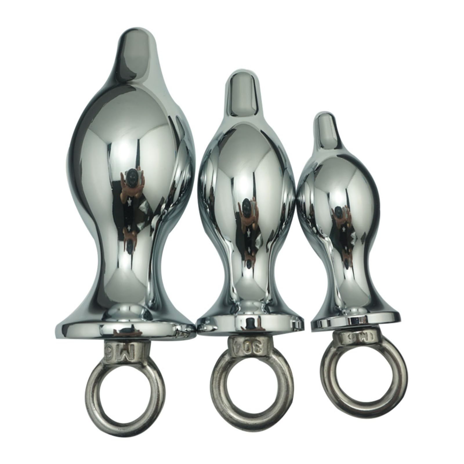 Spina anale 3pcs set grande medio piccolo anello di trazione in metallo di cristallo plug anale in acciaio inossidabile argento butt plug giocattoli del sesso