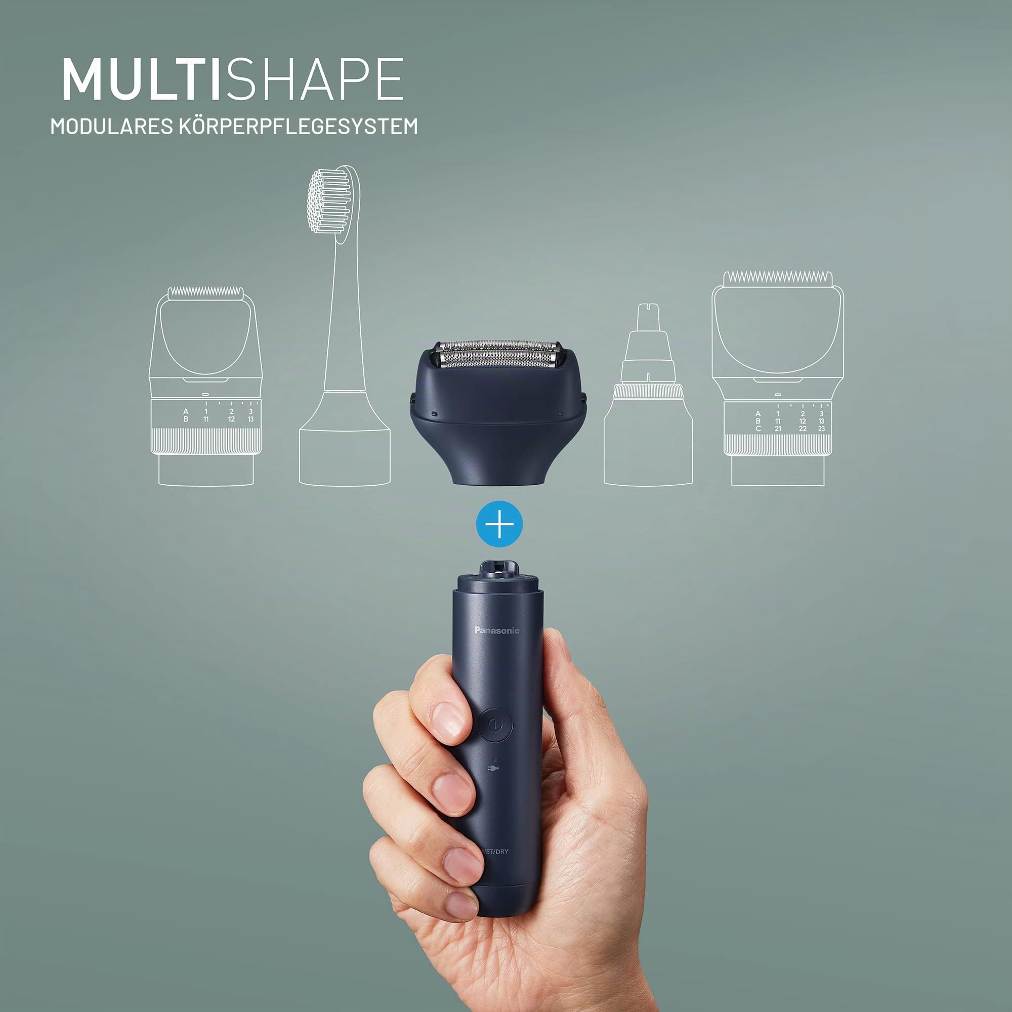 Panasonic MULTISHAPE modulares Körperpflege-System ER-CSF1, 3-Klingen-Scherkopf für Männer mit wiederaufladbarem Ni-MH-Akku