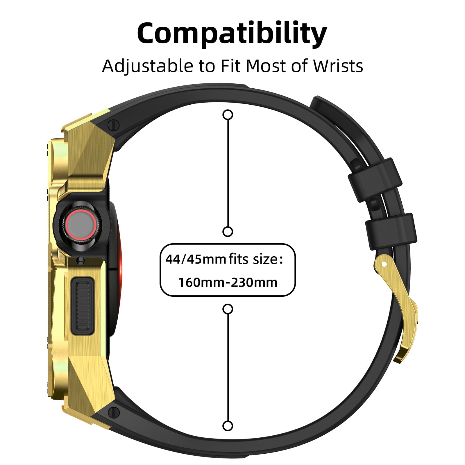 DAZE - Custodia protettiva compatibile con Apple Watch serie 9, 8, 7, 6, con custodia da 44 mm e 45 mm, in silicone monopezzo, resistente agli urti, in TPU durevole