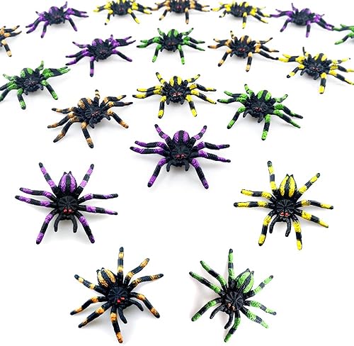 16 piezas de araña de plástico realista araña colorida modelo de araña de Halloween para accesorios de broma juego de regalo de cumpleaños