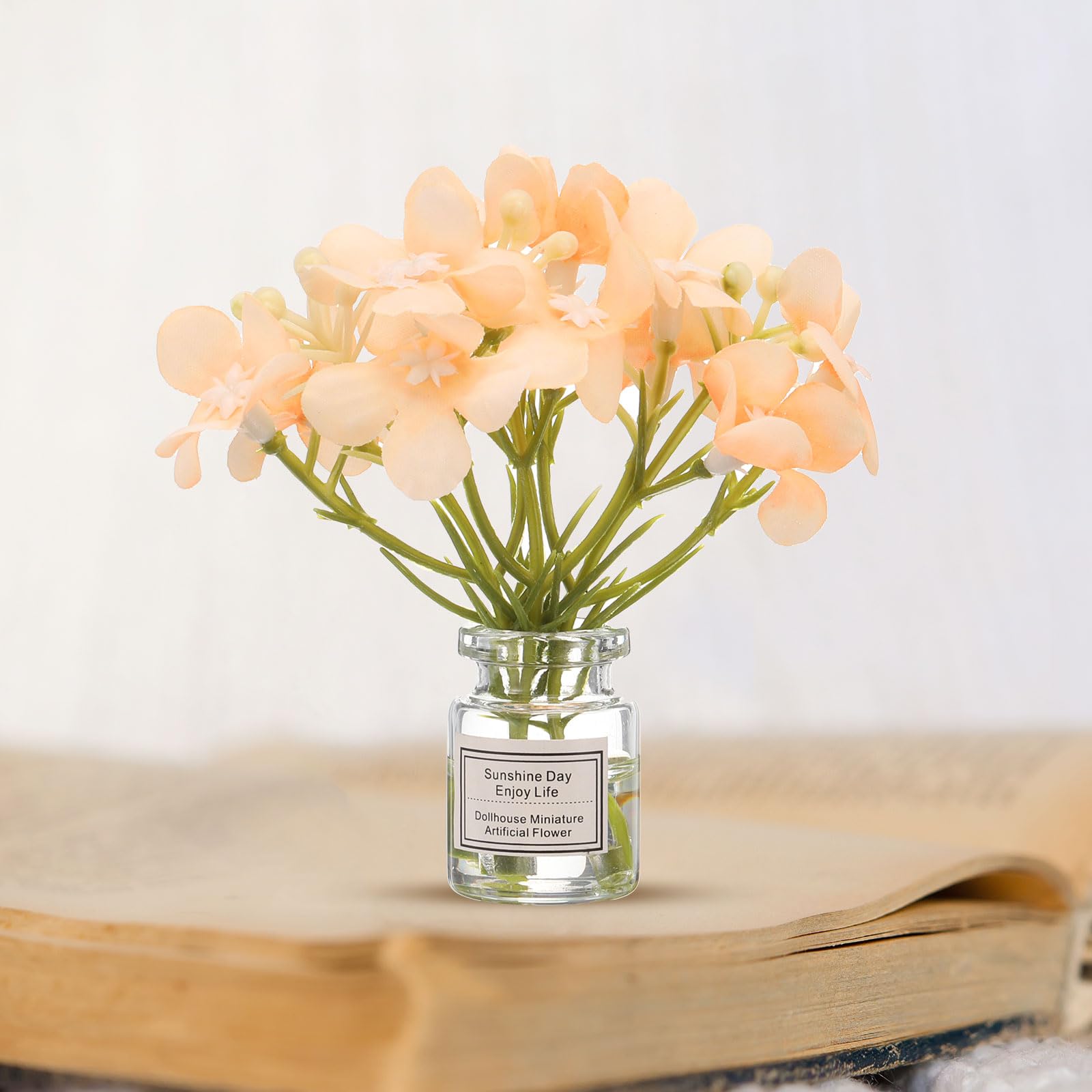 CoCud Mini Flowers Dollhouse in Vase, Silk Plastic Miniature Dollhouse Accessories with Tiny Flower White - Image 4