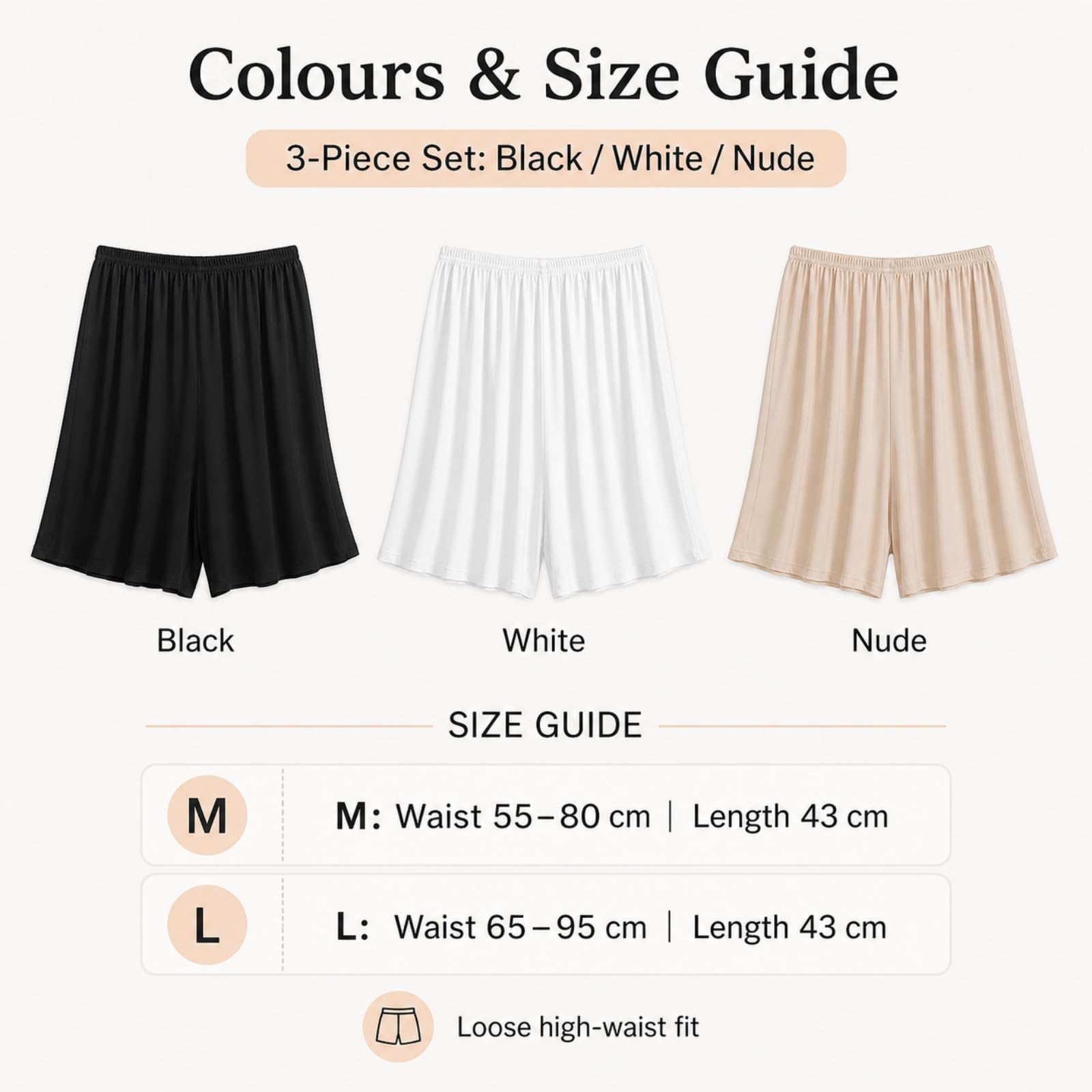 Runup Biancheria intima da donna in cotone modal a vita alta, pantaloncini anti-sfregamento, comodo, doppio scopo per il sonno e la protezione, in bianco, nero e color pelle, bianco, rosa, nero, L