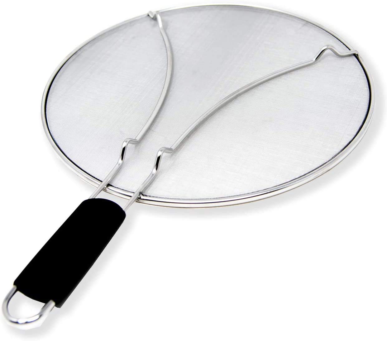 THE WHITE SHOP Grease Splatter Screen for Frying Pan 13" - Stops 99% of Hot Oil Splash - Protects Skin from Burns - Splatter Guard for Cooking - Iron Skillet Lid Keeps Kitchen Clean - Stainless Steel