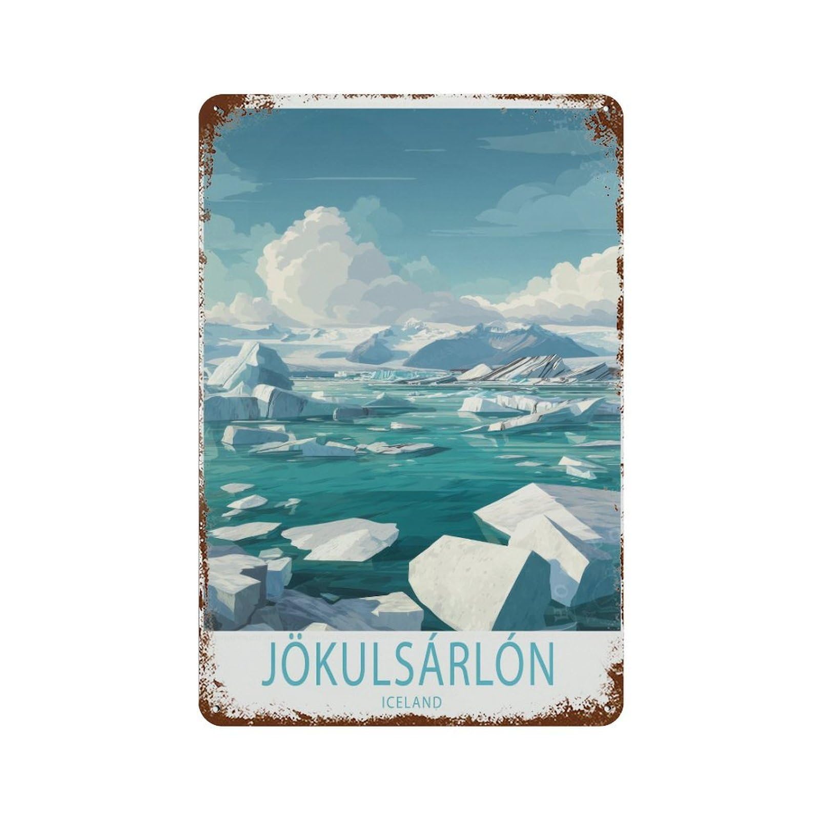 xiaoxiaoshen Jökulsárlón Iceland Travel, Personalised Home Decor Wall Decor Art Metal Tin Poster Modern Home Decor Art Home Bar Shop Decorations Vintage Sign 30x20cm