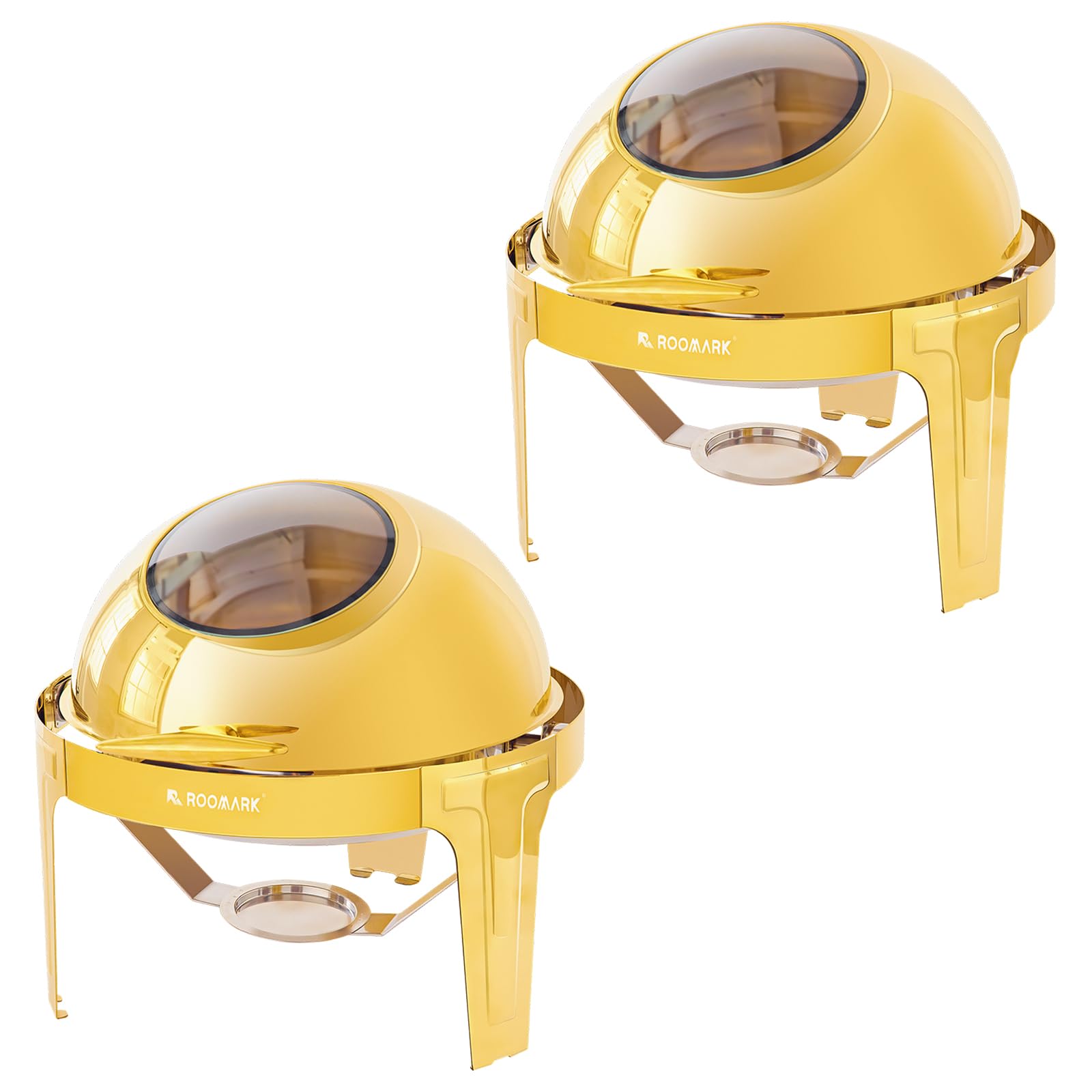 5,7L Buffet Chafing Dish Set, Calentador Buffet Redondo, Servidor de Buffet, Calentador Comida Buffet, Calentador de Buffet, Marco Grueso, Para Buffet, Fiestas de Catering, Bodas, Oro