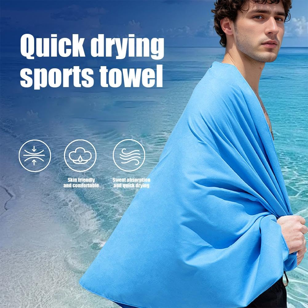 Toalla de microfibra, toalla de gamuza de natación, absorbente de agua, secado rápido, súper absorbente, compacta y ligera, toalla de viaje de secado rápido para gimnasio, fitness, natación, deportes