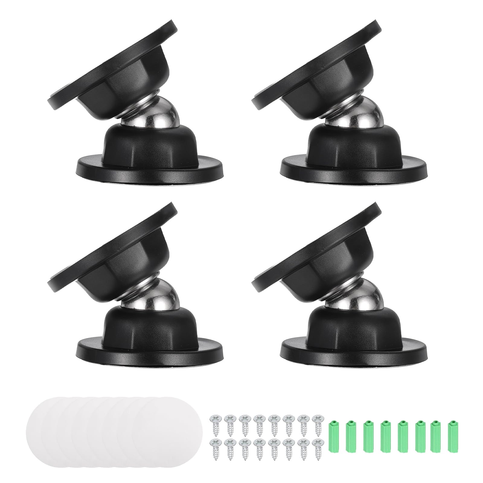 sourcing map 4Pcs Magnetic Door Stopper, RV Floor Mount Bottom of Door Catch Holder, Adhesive Wall Protector with Screws for Living Room, Bedroom, Travel Trailer (2", Matte Black)