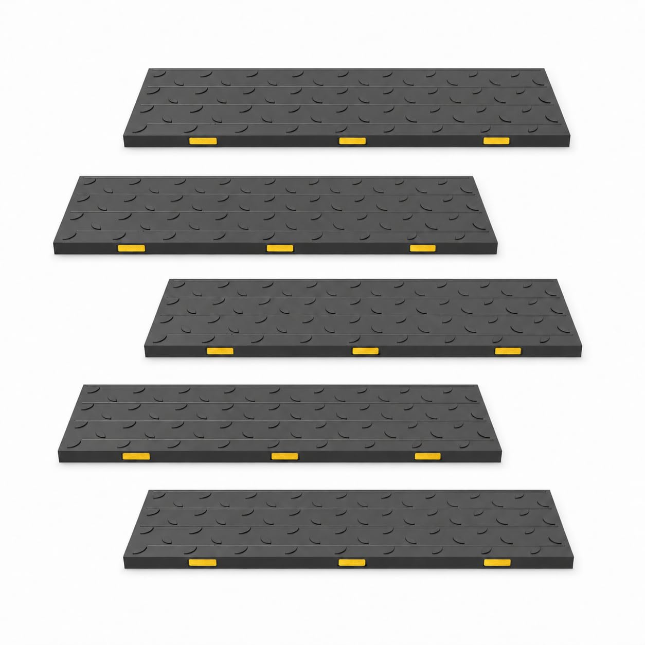 Gummi Treppenstufenmatten 5er Set, Rutschfester Treppenbelag mit reflektierenden Streifen, strapazierfähiger Stufenschutz für Haus, Garage und Außenbereich