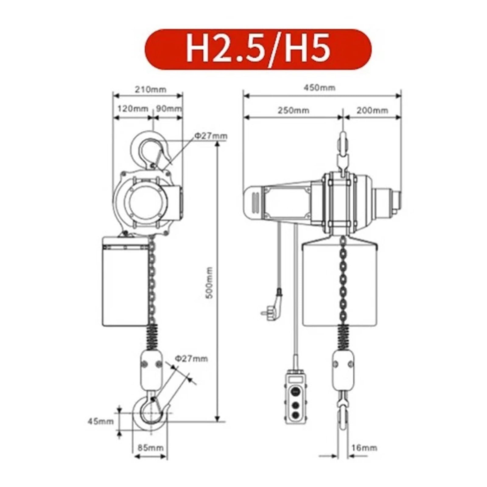 Paranco Elettrico A Catena 220V Senza Spazzole 500kg 3M Piccola Gru Silenziosa Paranco Elettrico Telecomandato Argani