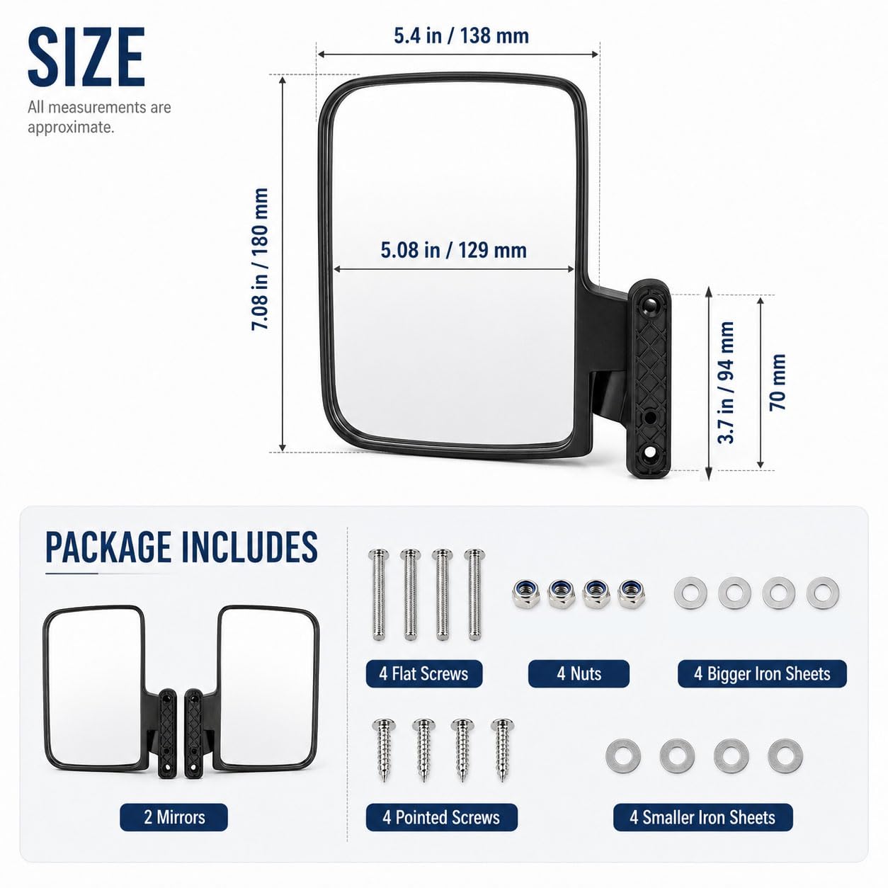 Rétroviseur Voiturette de Golf pour Garia Roadster 2+2 2014-2026+