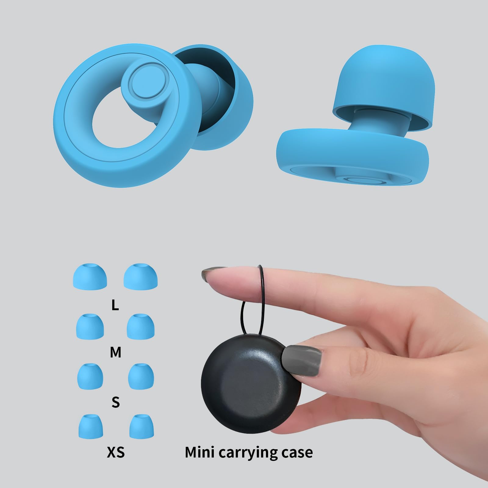 Jayine Ear Plugs for Noise Cancelling Ear Protection EarPlugs for Sleep,Concerts,Work,Study,8 Size Eartips with Small Box,Perfect -30dB Silicone Earplugs for Noise Reduction: Sky Blue