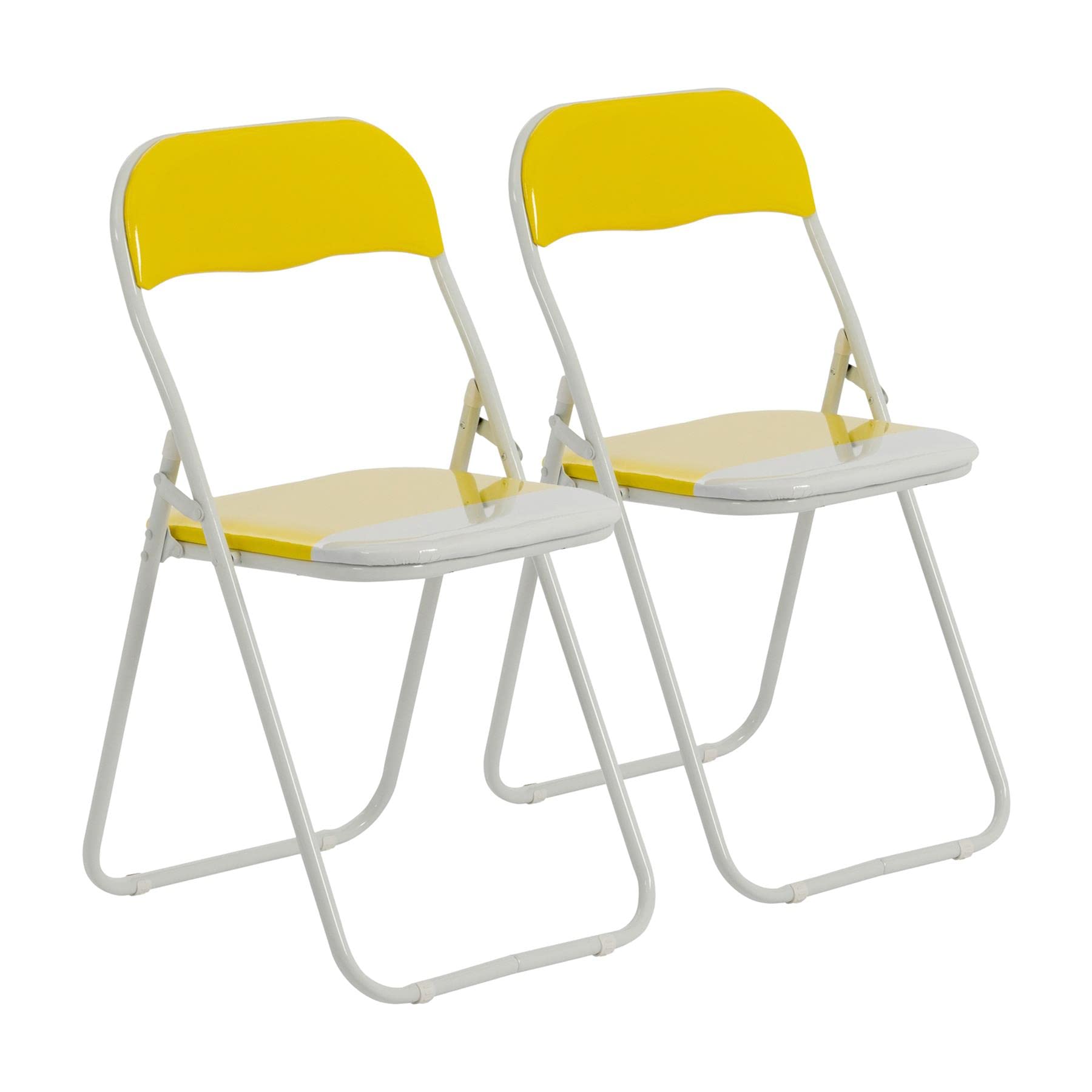 Harbour Housewares Padded Folding Chairs - Yellow - Pack of 2 - Easy Store Metal Frame Foldable Desk Chair for Office, Dining, Kitchen — image 1