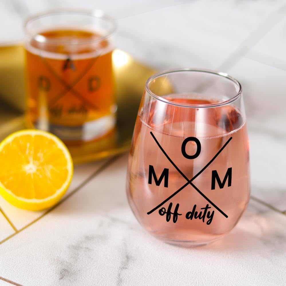 Mom Dad Gifts Set, New Parents Gifts for Couples, Dad Mom Cups - Gift for Parents To Be, Pregnancy Gift for Expecting New Moms Dads off Duty Glass Cup - Image 2