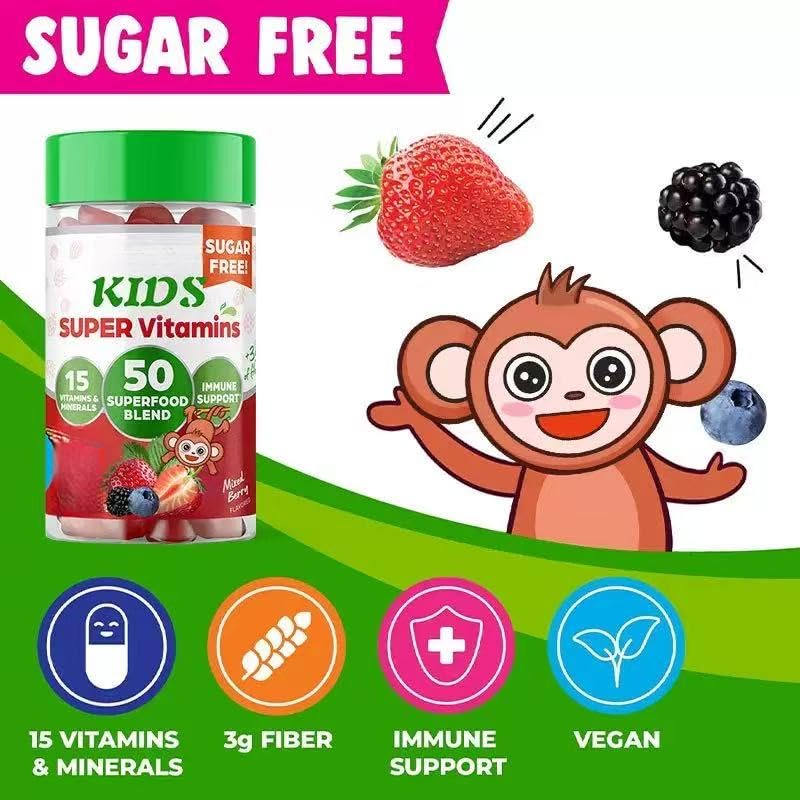 Multivitaminico biologico per bambini, la salute dell'apparato digerente | Rifornisci fibre e verdure per bambini, non OGM, per bambini piccoli e adolescenti