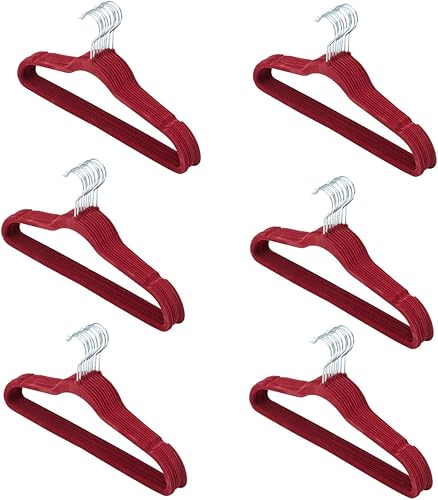 Home Basics - Perchas de terciopelo para ropa (paquete de 60), color borgoña, perchas de fieltro para camisetas, chaquetas, vestidos y pantalones,
