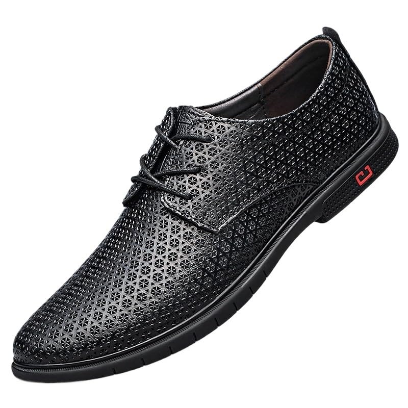 Men's Platform Oxford Shoes Fashion Classic Carved Lace Up Leather Low Heels Dress Shoes Casual Work Office Comfortable Business Shoes for Men