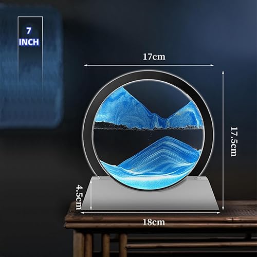 Miniatura 5 de BGFJYUK Kit de bricolaje con luz nocturna de arte de arena en movimiento, vidrio redondo 3D, paisajes de arena de mar profundo con pantalla que